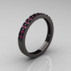 Modern French 14K Black Gold 1.0 Carat Princess Pink Sapphire Engagement Ring Weding Band Bridal Set AR125S-14KBGPS-2