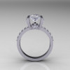 Classic French 14K White Gold 1.0 Ct Princess White Sapphire Diamond Engagement Wedding Ring Bridal Set AR125S-14WGDWS-3