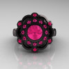 Art Masters Classic 14K Black Gold 1.0 Carat Pink Sapphire Engagement Ring R70M-14KBGPS-2