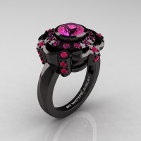 Art Masters Classic 14K Black Gold 1.0 Carat Pink Sapphire Engagement Ring R70M-14KBGPS-1