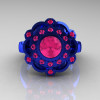 Art Masters Classic 14K Blue Gold 1.0 Carat Pink Sapphire Engagement Ring R70M-14KBLGPS-2