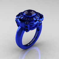 Art Masters Classic 14K Blue Gold 1.0 Carat Dark Blue Sapphire Engagement Ring R70M-14KBLGDBS-1