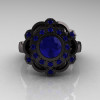 Art Masters Classic 14K Black Gold 1.0 Carat Blue Sapphire Engagement Ring R70M-14KBGBS-2
