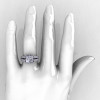 French Vintage 14K White Gold 3.8 Carat Princess Cubic Zirconia Diamond Solitaire Ring R222-WGDCZ-4
