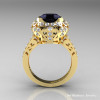 Modern Edwardian 14K Yellow Gold 3.0 Carat Black and White Diamond Engagement Ring Wedding Ring Y404-14KYGDBD-2