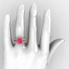 French Vintage 14K Rose Gold 3.8 Carat Princess Pink Sapphire Diamond Solitaire Ring R222-RGDPS-4