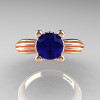 Classic Victorian 18K Rose Gold 1.0 Ct Blue Sapphire Solitaire Engagement Ring R506-18KRGBS-3