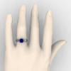 Classic Victorian 14K White Gold 1.0 Ct Blue Sapphire Solitaire Engagement Ring R506-14KWGBS-4
