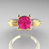 Classic Victorian 14K Yellow Gold 1.0 Ct Pink Sapphire Solitaire Engagement Ring R506-14KYGPS-3