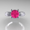 Classic Victorian 14K White Gold 1.0 Ct Pink Sapphire Solitaire Engagement Ring R506-14KWGPS-3