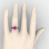 Classic Victorian 14K White Gold 1.0 Ct Pink Sapphire Solitaire Engagement Ring R506-14KWGPS-4