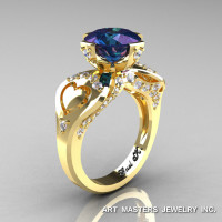 Modern Victorian 14K Yellow Gold 3.0 Ct Russian Alexandrite Diamond Solitaire Ring R248-14KYGDAL-1