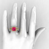 French Vintage 14K Yellow Gold 3.8 Carat Princess Pink Sapphire Diamond Solitaire Ring R222-YGDPS-4