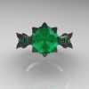 Modern Vintage 14K Gray Gold 3.0 Carat Emerald Solitaire Engagement Ring R253-14KGGEM-3