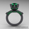 Modern Vintage 14K Gray Gold 3.0 Carat Emerald Solitaire Engagement Ring R253-14KGGEM-2