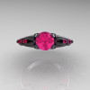 Classic Angel 14K Gray Gold 1.0 Carat Pink Sapphire Solitaire Engagement Ring R482-14KGGPS-3