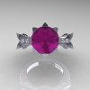 Modern Vintage 14K White Gold 3.0 Ct Amethyst Diamond Solitaire Engagement Ring R253-14KWGDAM-3