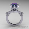 Modern Vintage 14K White Gold 3.0 Ct Alexandrite Diamond Solitaire Engagement Ring R253-14KWGDAL-2