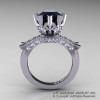 Modern Vintage 14K White Gold 3.0 Ct Black and White Diamond Solitaire Engagement Ring R253-14KWGDBD-2