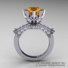 Modern Vintage 14K White Gold 3.0 Ct Citrine Diamond Solitaire Engagement Ring R253-14KWGDCI-2