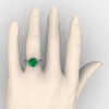 Modern Vintage 14K White Gold 3.0 Ct Emerald Diamond Solitaire Engagement Ring R253-14KWGDEM-4