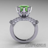Modern Vintage 14K White Gold 3.0 Ct Green Topaz Diamond Solitaire Engagement Ring R253-14KWGDGT-2
