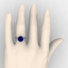 Modern Vintage 14K White Gold 3.0 Ct Blue Sapphire Diamond Solitaire Engagement Ring R253-14KWGDBS-4