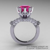 Modern Vintage 14K White Gold 3.0 Ct Pink Sapphire  Diamond Solitaire Engagement Ring R253-14KWGDPS-2