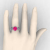 Modern Vintage 14K White Gold 3.0 Ct Pink Sapphire  Diamond Solitaire Engagement Ring R253-14KWGDPS-4