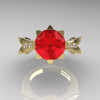 Modern Vintage 14K Yellow Gold 3.0 Ct Ruby Diamond Solitaire Engagement Ring R253-14KYGDR-3
