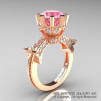 Modern Vintage 14K Rose Gold 3.0 Ct Light Pink Sapphire Diamond Solitaire Engagement Ring R253-14KRGDLPS-1