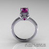 Classic Victorian 14K White Gold 1.0 Ct Amethyst Solitaire Engagement Ring R506-14KWGAM-2