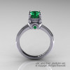 Classic Victorian 14K White Gold 1.0 Ct Emerald Solitaire Engagement Ring R506-14KWGEM-2