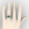 Classic Victorian 14K White Gold 1.0 Ct Emerald Solitaire Engagement Ring R506-14KWGEM-4