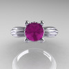 Classic Victorian 14K White Gold 1.0 Ct Amethyst Solitaire Engagement Ring R506-14KWGAM-3