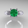 Classic Victorian 14K White Gold 1.0 Ct Emerald Solitaire Engagement Ring R506-14KWGEM-3