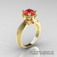 Classic Victorian 14K Yellow Gold 1.0 Ct Rubies Solitaire Engagement Ring R506-14KYGR-1