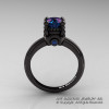 Classic Victorian 14K Black Gold 1.0 Ct  Alexandrite Solitaire Engagement Ring R506-14KBGAL-2