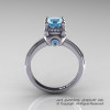 Classic Victorian 14K White Gold 1.0 Ct Blue Topaz Solitaire Engagement Ring R506-14KWGBT-2