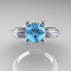 Classic Victorian 14K White Gold 1.0 Ct Blue Topaz Solitaire Engagement Ring R506-14KWGBT-3