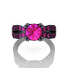 Modern Vintage 14K Matte Black Gold 1.0 Ct Pink Sapphire Solitaire Ring R322-14KMBGPS-3