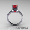 Classic Victorian 14K White Gold 1.0 Ct Rubies Solitaire Engagement Ring R506-14KWGR-2