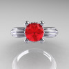 Classic Victorian 14K White Gold 1.0 Ct Rubies Solitaire Engagement Ring R506-14KWGR-3
