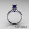 Classic Victorian 14K White Gold 1.0 Ct Blue Sapphire Solitaire Engagement Ring R506-14KWGBS-2
