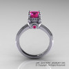 Classic Victorian 14K White Gold 1.0 Ct Pink Sapphire Solitaire Engagement Ring R506-14KWGPS-2