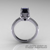 Classic Victorian 14K White Gold 1.0 Ct Black Diamond Solitaire Engagement Ring R506-14KWGBD-2