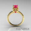 Classic Victorian 14K Yellow Gold 1.0 Ct Pink Sapphire Solitaire Engagement Ring R506-14KYGPS-2