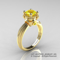 Classic Victorian 14K Yellow Gold 1.0 Ct Yellow Sapphire Solitaire Engagement Ring R506-14KYGYS-1