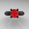 Classic Victorian 14K Black Gold 1.0 Ct Rubies Solitaire Engagement Ring R506-14KBGR-3