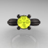 Classic Victorian 14K Black Gold 1.0 Ct Yellow Topaz Solitaire Engagement Ring R506-14KBGYT-3